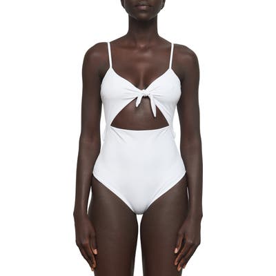 Mara Hoffman Kia Cutout One-Piece Swimsuit, White