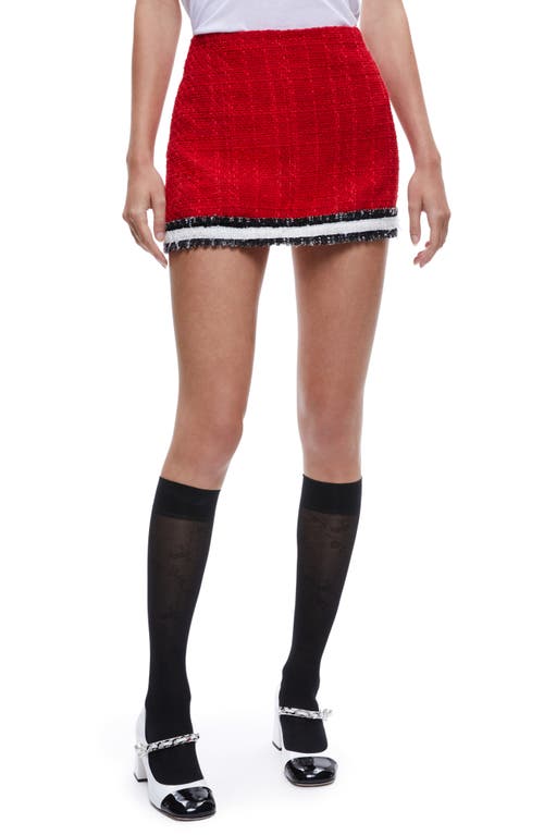 Alice + Olivia Rubi Tweed Skirt in Perfect Ruby/Black/White