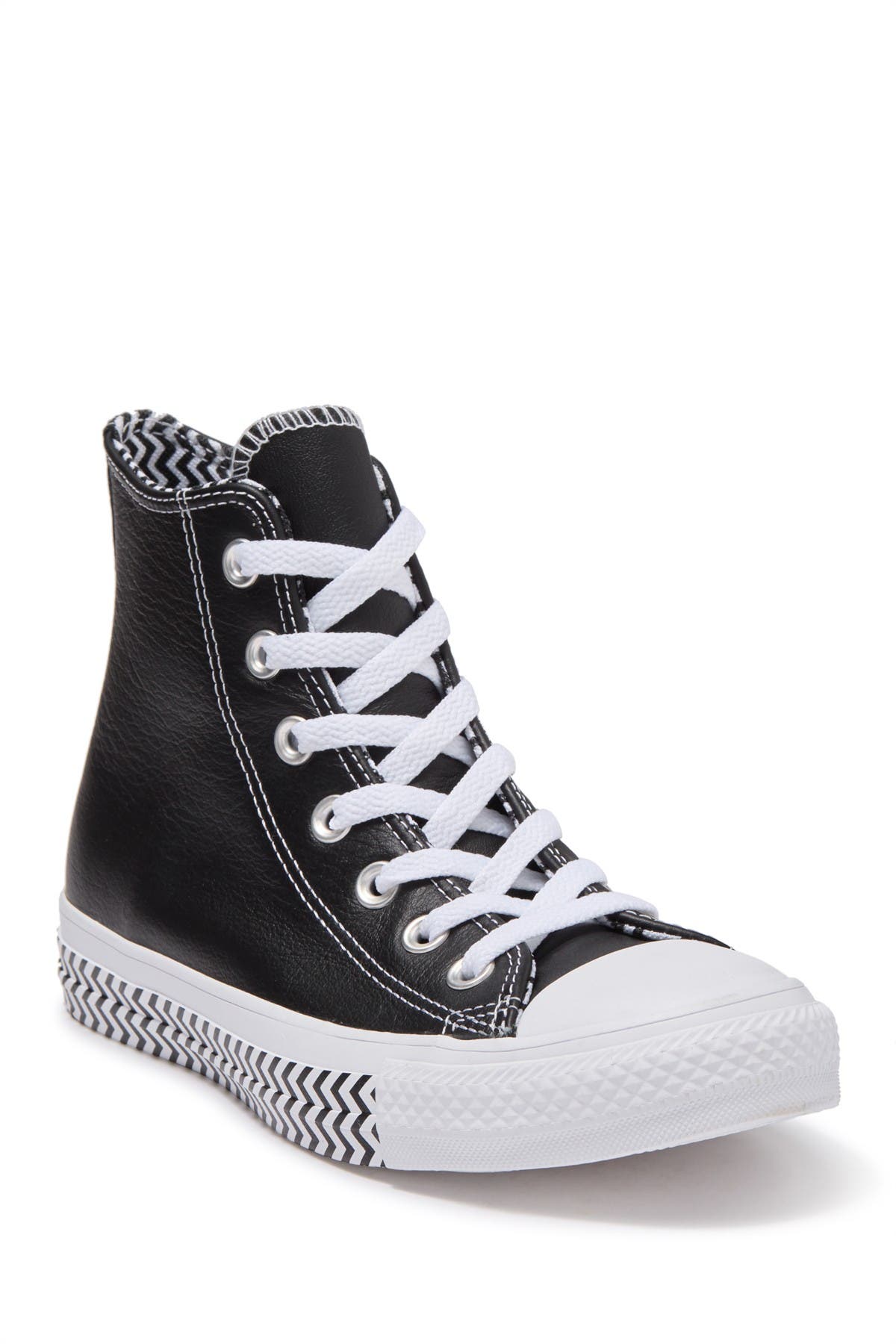 Converse Mission V High Top Faux Leather Zig Zag Sneaker In Black ...