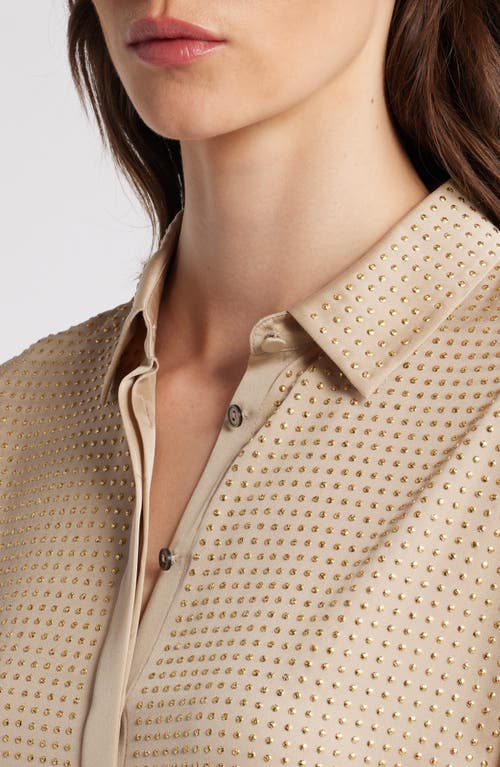 KOBI HALPERIN KOBI HALPERIN STUDDED STRETCH SILK BLEND BUTTON-UP SHIRT