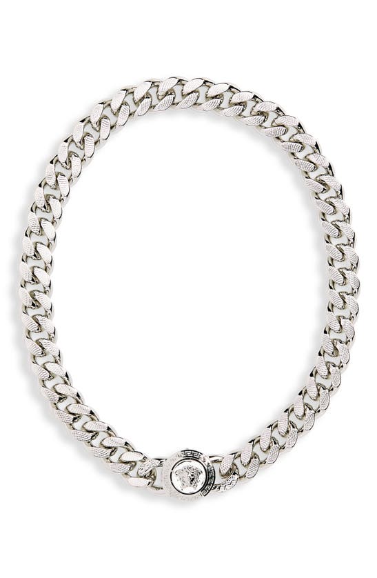 Shop Versace Medusa Chain Necklace In Palladium