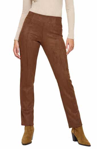 Spanx Faux Suede Flare Pants In Chocolate Brown Pull On High Waist Size XS