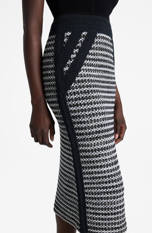 Shop St John St. John Collection Bicolor Mixed Knit Midi Dress In Black/ivory Multi