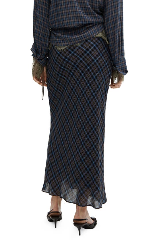 Shop Mango Falda Maria Plaid Wool Blend Maxi Skirt In Blue