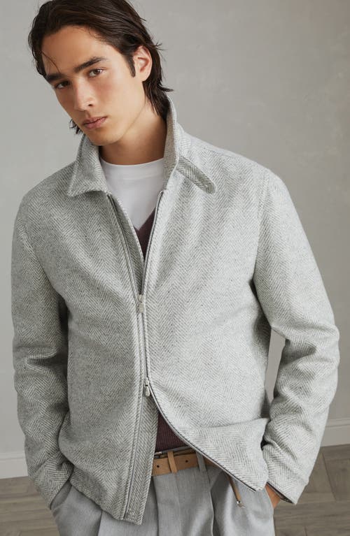 Shop Brunello Cucinelli Chevron Bomber Jacket In Pearl Grey