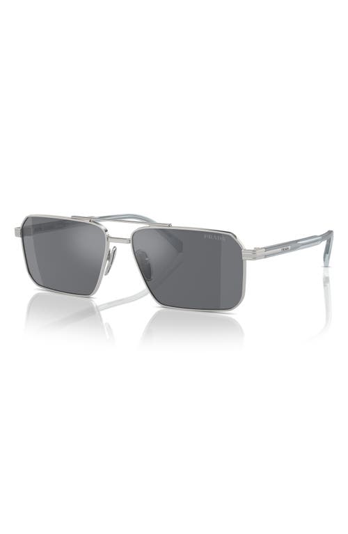 Shop Prada 61mm Rectangular Sunglasses In Silver