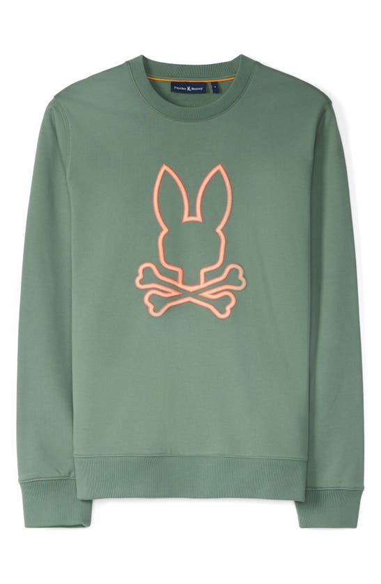 Shop Psycho Bunny Floyd Embroidered Crewneck Sweatshirt In Agave Green