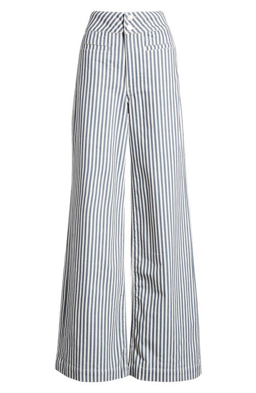 Shop Frame Tailored Wide Leg Pants In Seaport Stripe