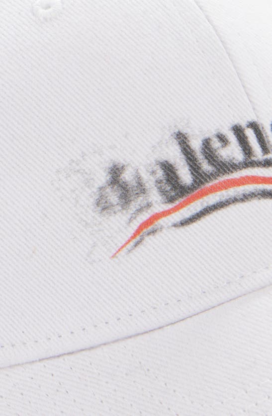 Shop Balenciaga Political Stencil Adjustable Baseball Cap In Off White/ Black