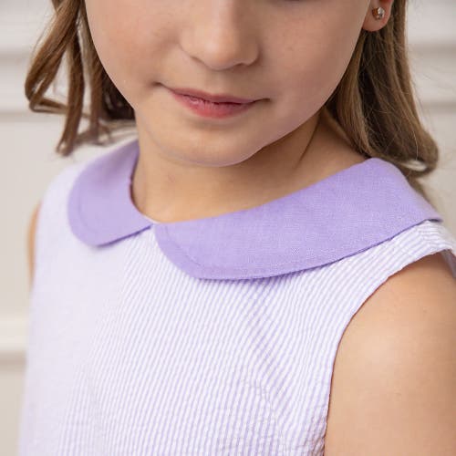 Shop Hope & Henry Girls' Organic Seersucker Peter Pan Collar Dress, Toddler In Lavender Seersucker