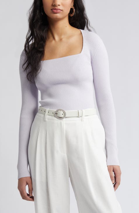 Luxe Sculpt Square Neck Long Sleeve Top