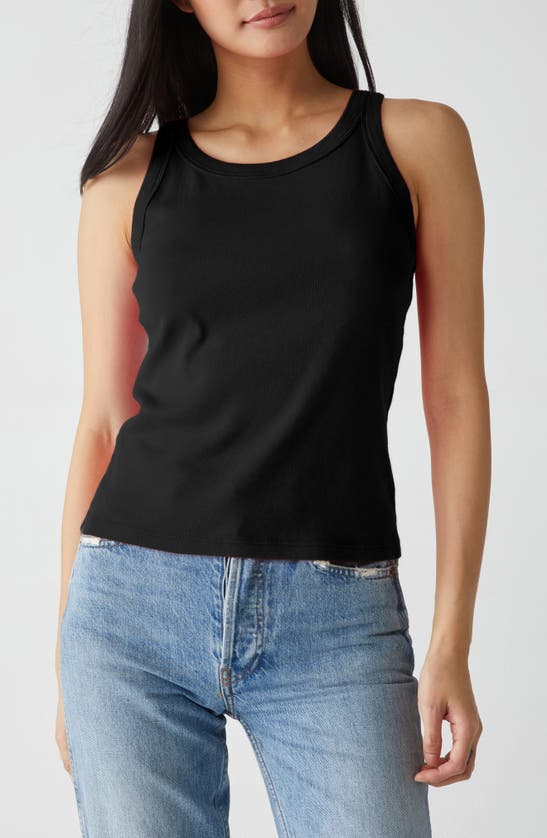 Shop Michael Stars Cassie Binded Cotton Tank In Black