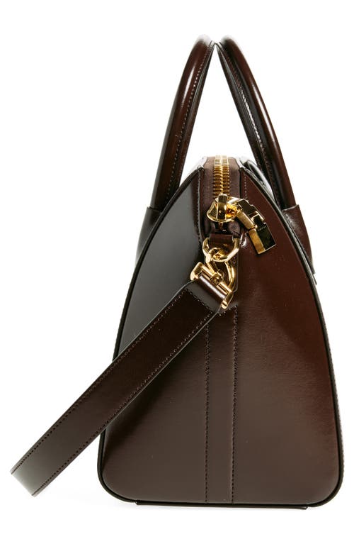 Shop Givenchy Small Antigona Leather Satchel In Ebony Brown