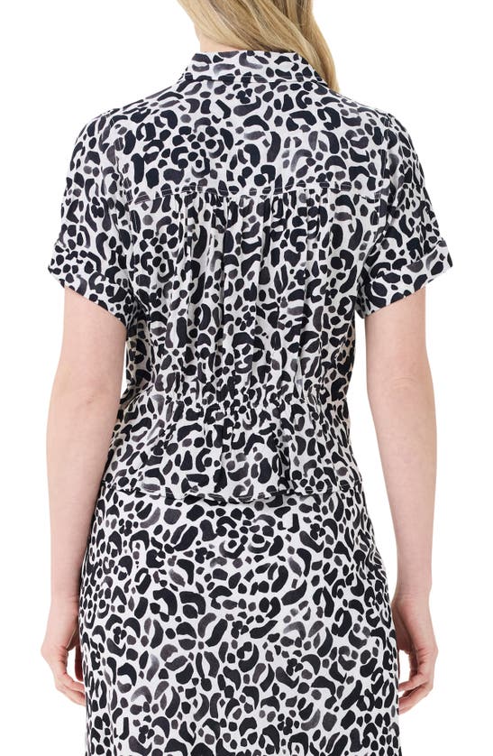 Nic + Zoe Animal Print Peplum Top In Black Multi