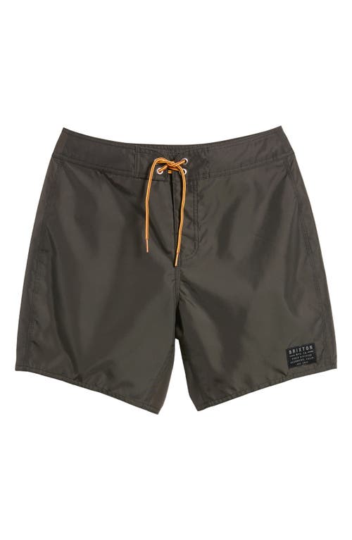 Nylon Water Repellent Swim Trunks in Washed Black