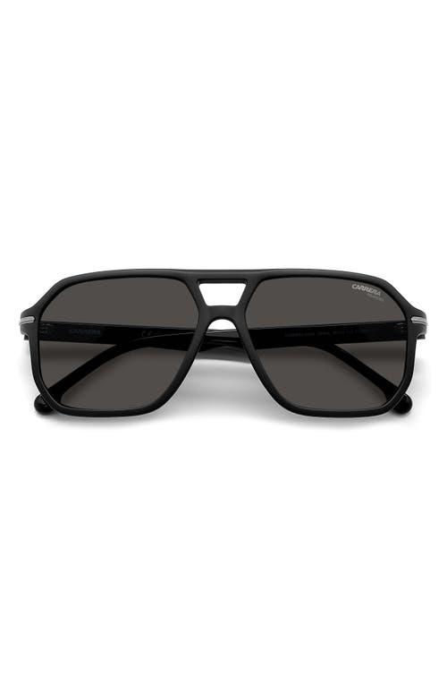 Carrera Eyewear 59mm Polarized Rectangular Sunglasses In Matte Black/gray Polar