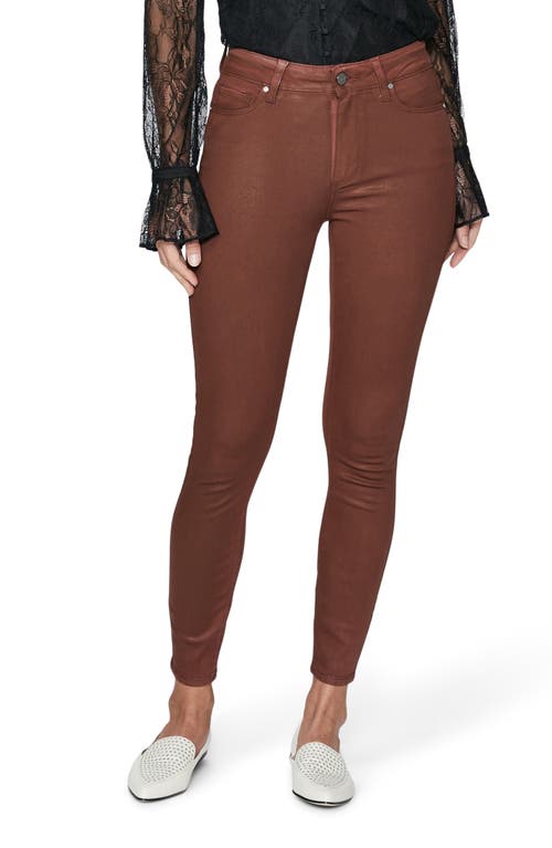 PAIGE Hoxton Coated High Waist Ankle Skinny Jeans in Burgundy Dust Luxe Coating at Nordstrom, Size 33