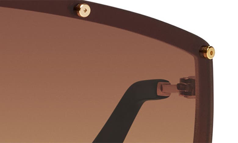 Shop Quay On Set 70mm Oversize Shield Sunglasses In Brushed Gold / Camel Gradient