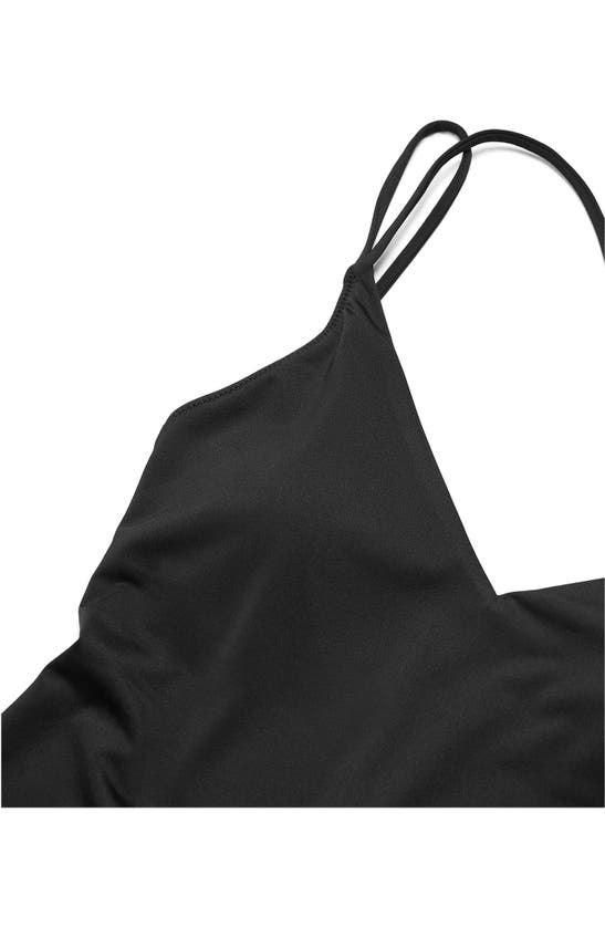 Shop Mango Strappy V-neck One-piece Swimsuit In Black