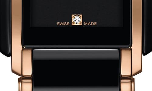 Rado Integral Diamonds Bracelet Watch, 22mm X 33mm In Rose Gold/black