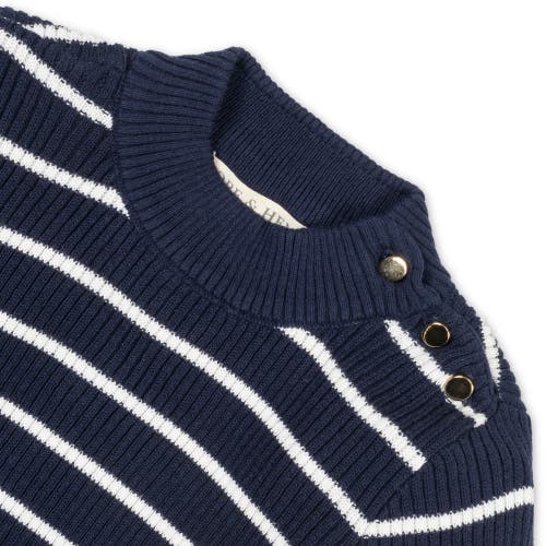 Shop Hope & Henry Baby Girls' Organic Mock Neck Sweater, Infant In Navy Breton Stripe