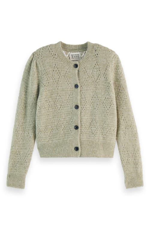 Scotch & Soda Bouclé Cardigan In Washed Sage Melange