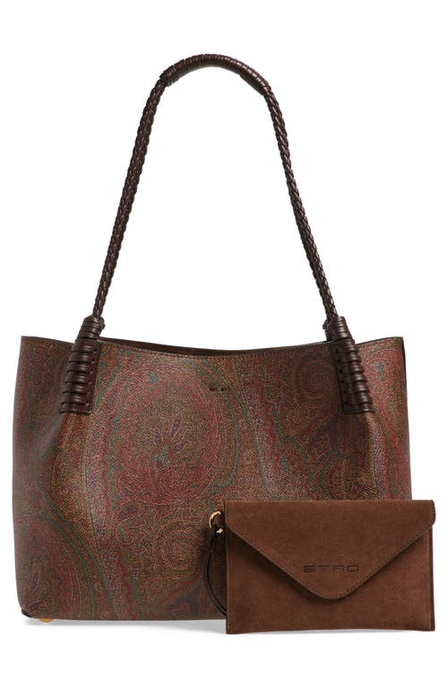 Shop Etro Small Libra Pegaso Tote In M0019 Brown 2