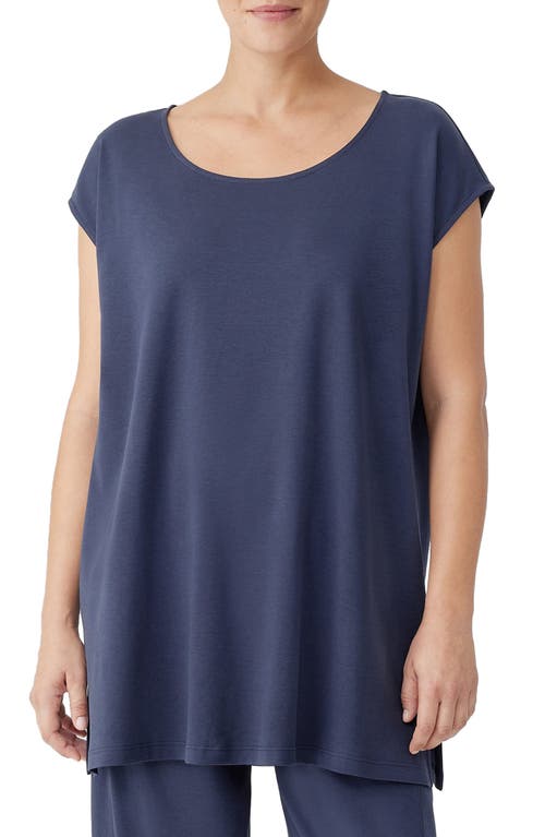 EILEEN FISHER SLEEP Scoop Neck Organic Cotton Tunic in Indigo