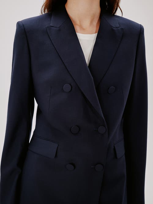 Another Tomorrow Double Breasted Jacket In Navy