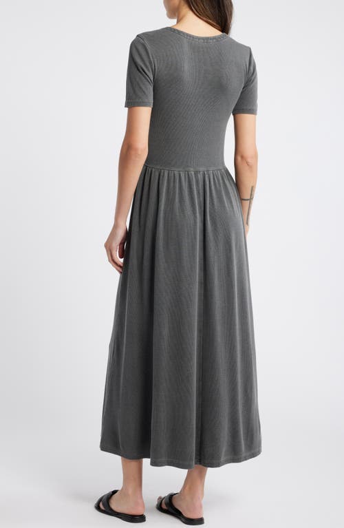 Shop Treasure & Bond Button Front Rib Dress In Grey Pavement