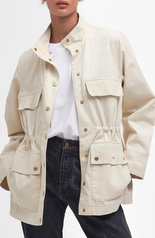 Barbour Maeva Snap-Up Cotton Utility Jacket Salt/Summer Navy/Ecru at Nordstrom, Us