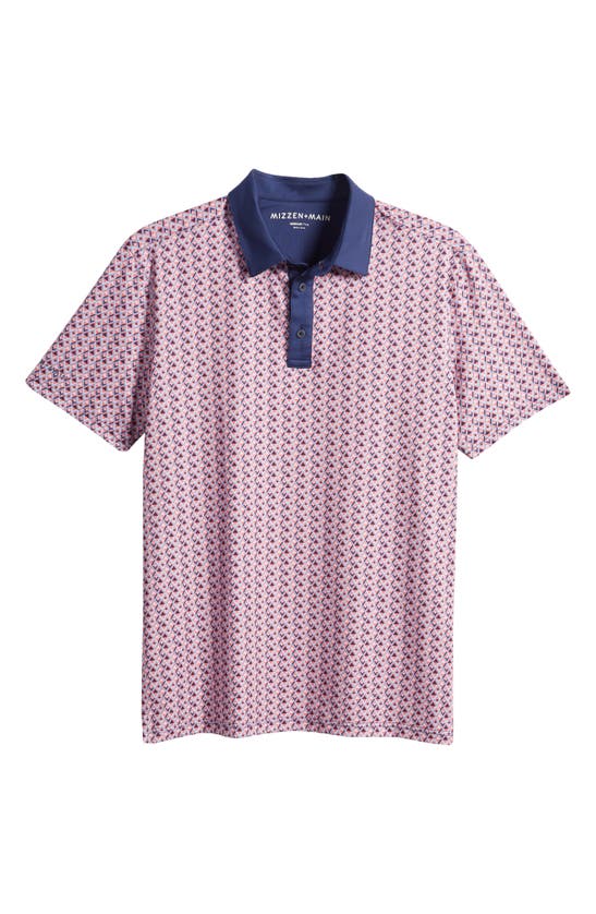 Shop Mizzen + Main Mizzen+main Versa Geometric Print Performance Golf Polo In Tea Rose Triangle Geo Print