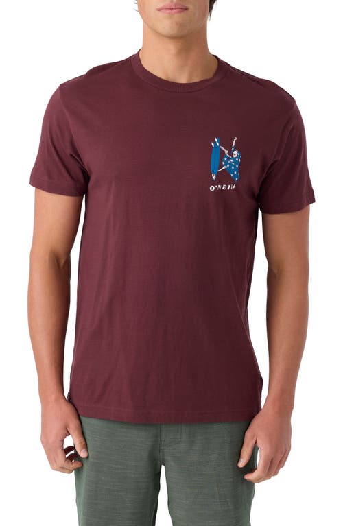 Shop O'neill Nosepick Cotton Graphic T-shirt In Burgundy