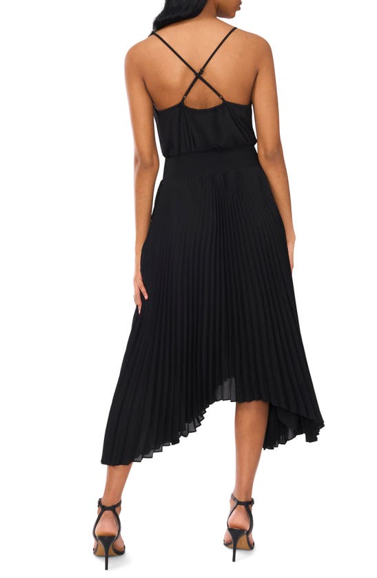 Shop Halogen ® Pleated Sharkbite Hem Midi Dress In Rich Black
