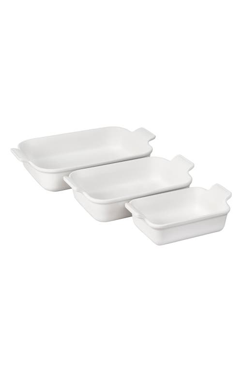 Le Creuset The Heritage Set of 3 Rectangular Baking Dishes in White at Nordstrom
