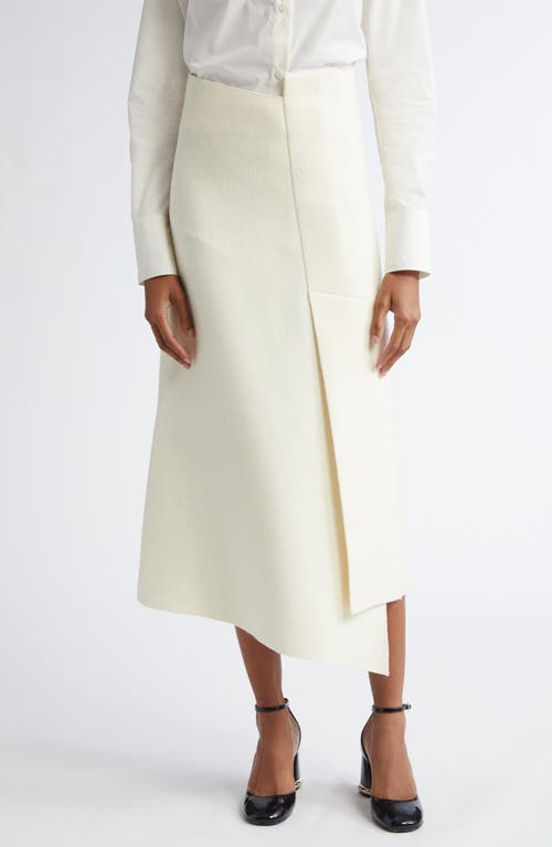 GIA STUDIOS Asymmetric Wool Blend Midi Skirt in Cream 