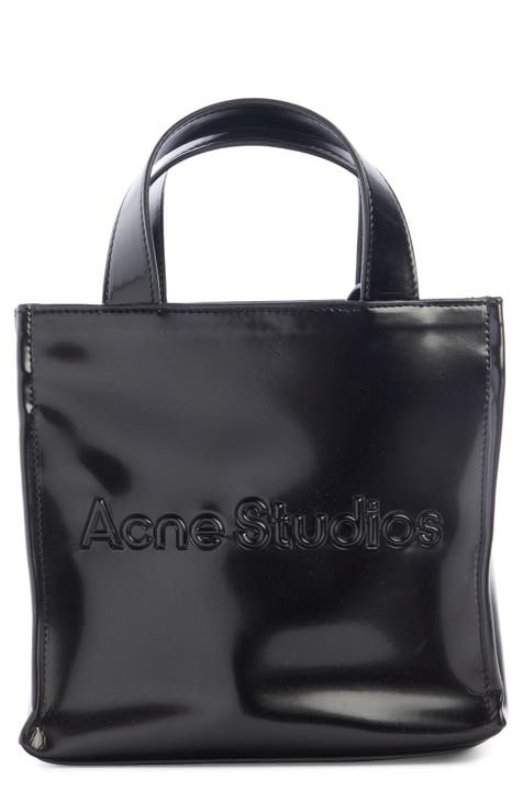 Acne Studios Mini Embossed Faux Patent-leather Tote - Black