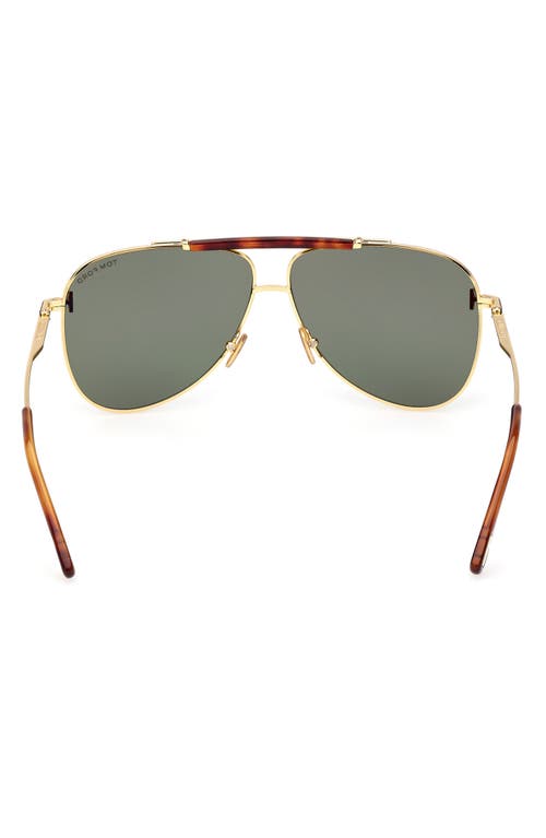 Shop Tom Ford 60mm Pilot Sunglasses In Shiny Deep Gold/green