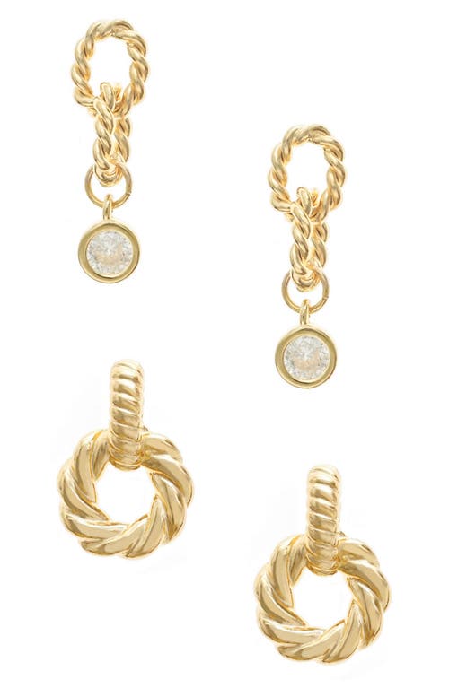Ettika Twist Set of 2 Cubic Zirconia Earrings in Gold