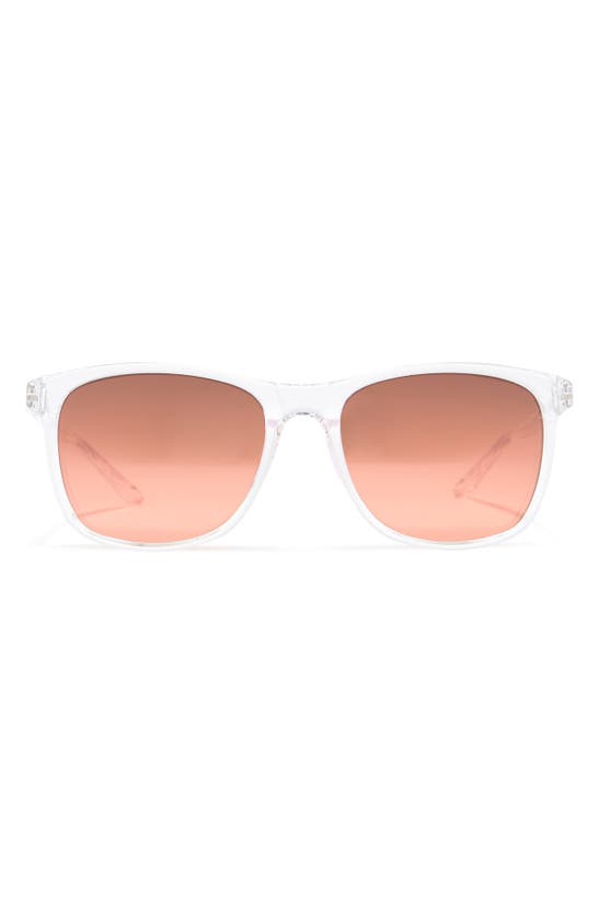 Nike Passage 55mm Square Sunglasses In Crystal Clear/brown Peach