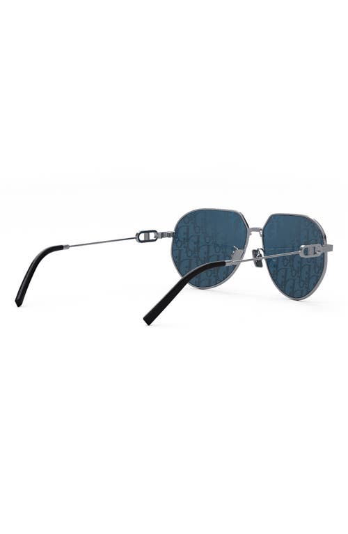 Shop Dior Christian   Oblique Cd Link 61mm Sunglasses In Shiny Palladium/blue