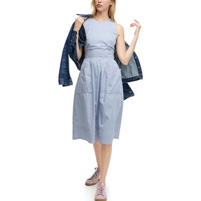 J.crew Stripe Cotton Poplin Apron Dress, Blue