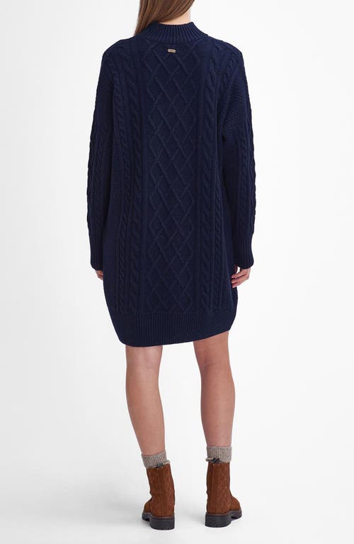 Shop Barbour Clarence Long Sleeve Mixed Cable Wool Blend Sweater Dress In Navy Blue