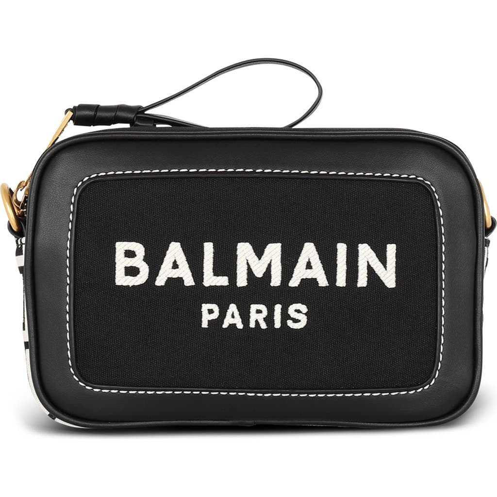 Balmain B-army Monogram Crossbody Camera Bag In Black