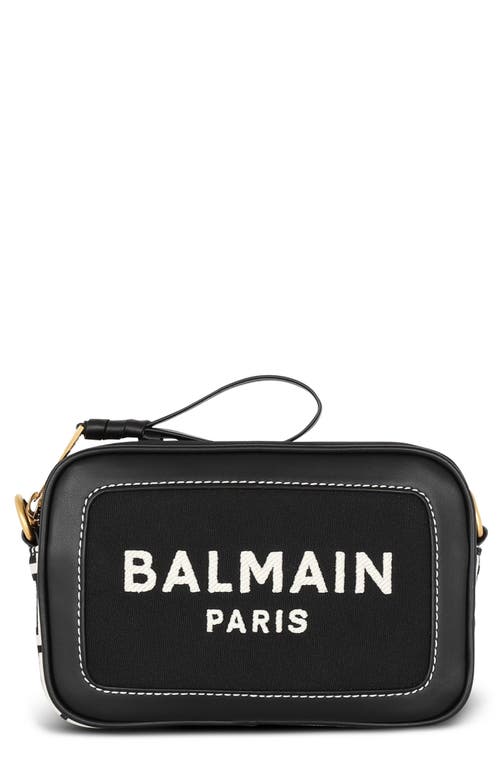 Shop Balmain B-army Monogram Crossbody Camera Bag In Ivory/black