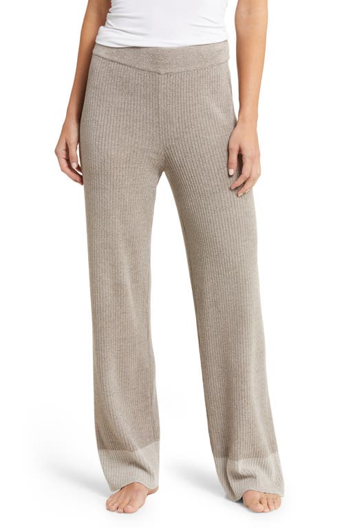 barefoot dreams CozyChic Ultra Lite Colorblock Ribbed Lounge Pants in Beach Rock at Nordstrom, Size X-Large