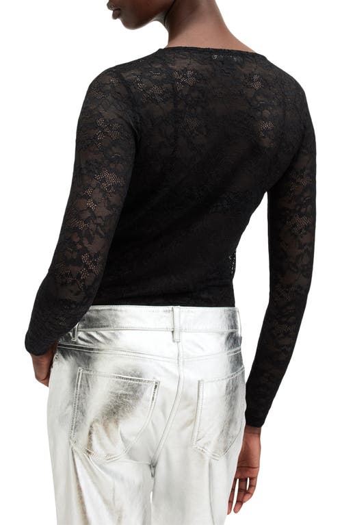 Shop Allsaints Edana Lace Long Sleeve Top In Black