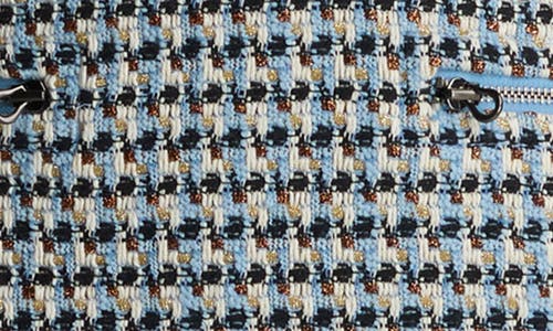St John Italian Tweed Shift Dress In Royal Blue/white Multi