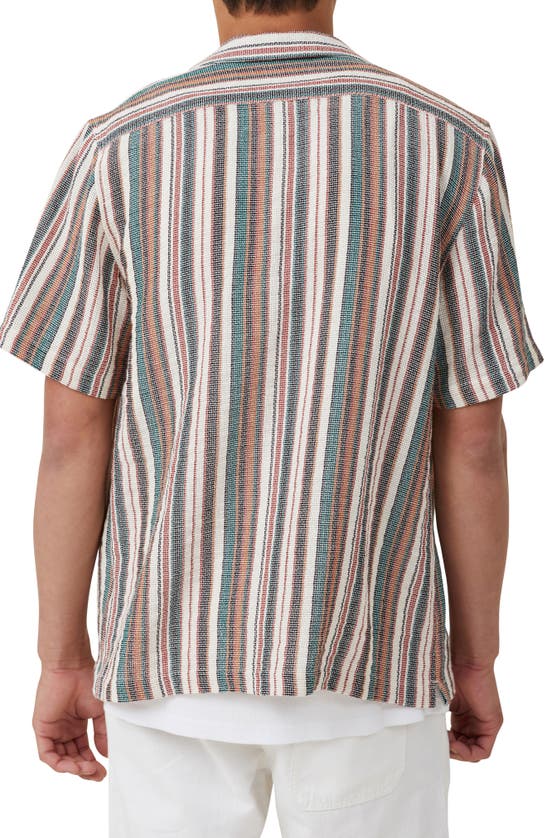 Shop Cotton On Palma Cotton Blend Camp Shirt In Midnight Multi Stripe
