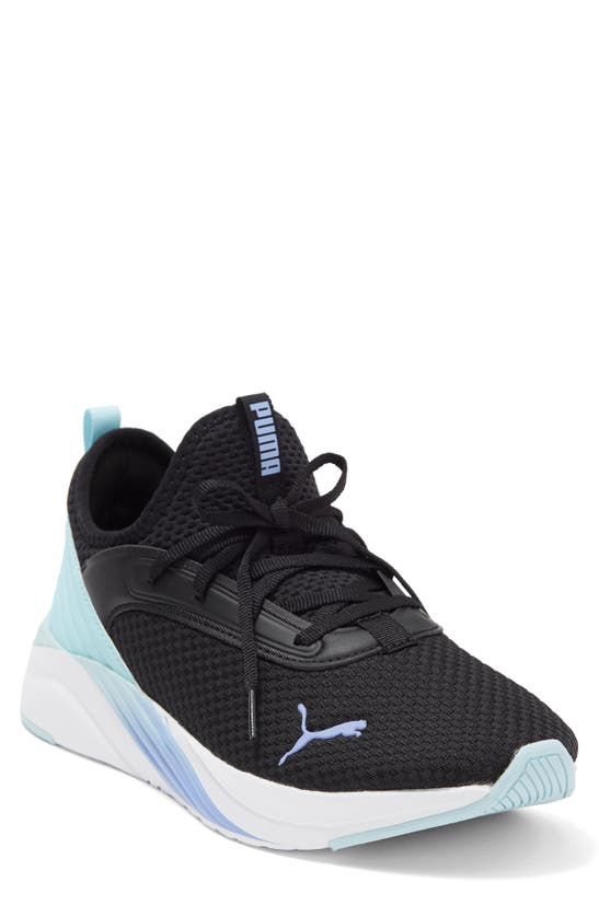 Puma Softride Ruby Luxe Sneaker In  Black-light Aqua